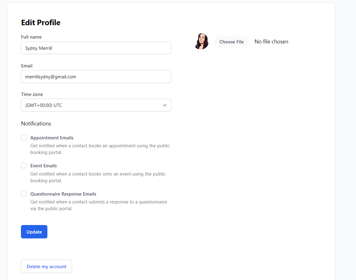 Account settings