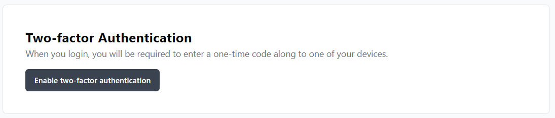 Two factor authentication