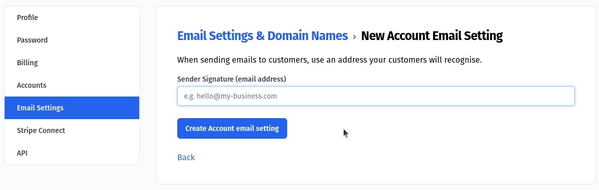 Account settings