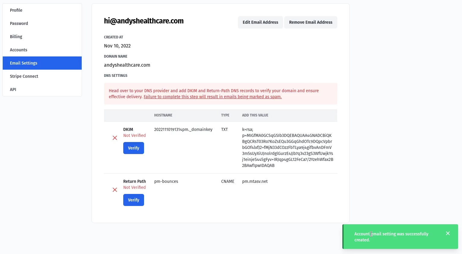 Account settings