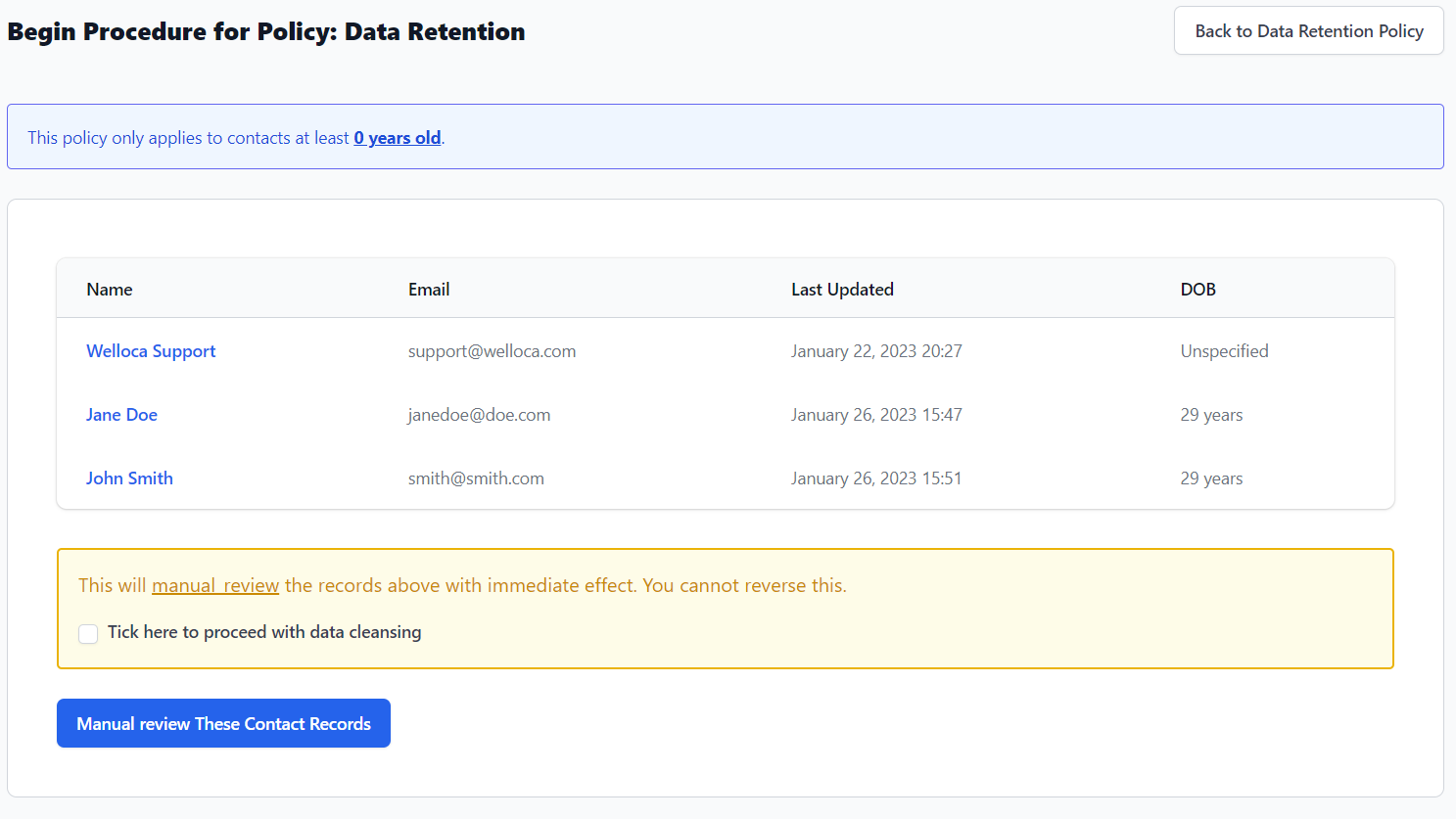 data retention